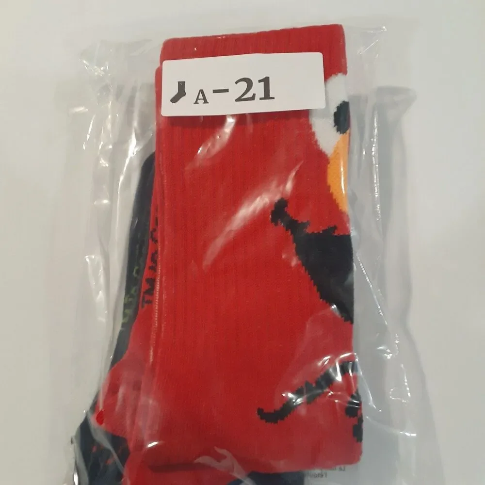 Sesame Street Elmo TV Cartoon 2 Pair Socks Adult Men Crew Size 6-12 NWOT